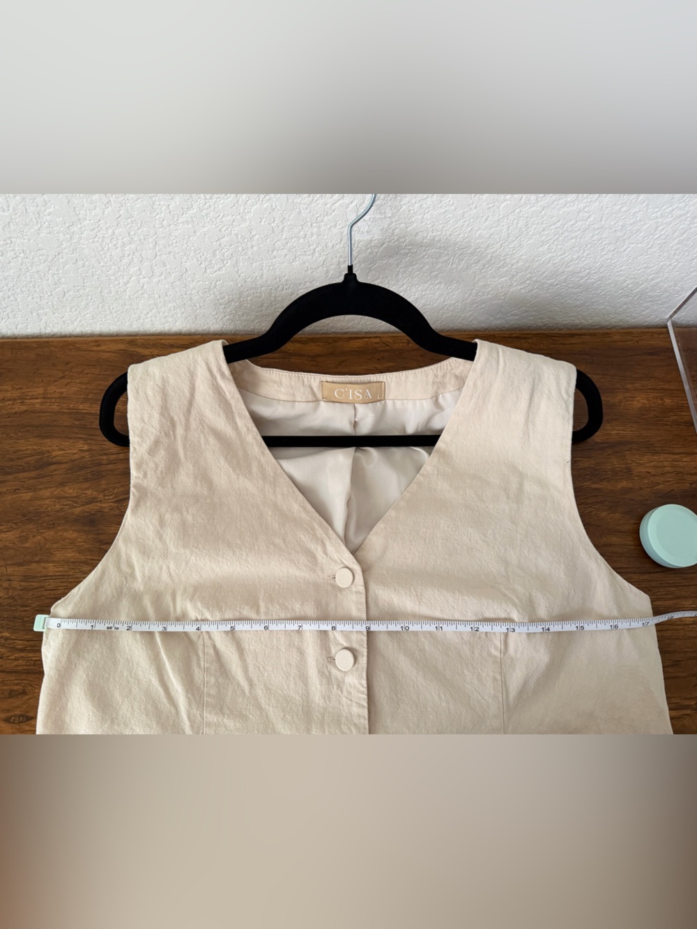 C’Isa Linen Cream Vest Size Large - Picture 3 of 4